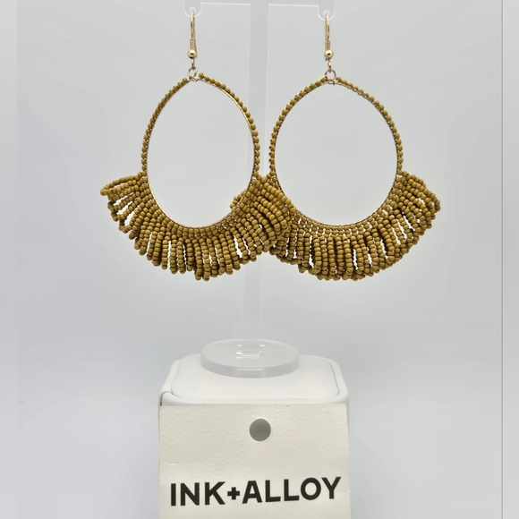 Ink + Alloy Handmade Fringe Hoop Seed Beads Kendra Earrings 2'' - Picture 3 of 8